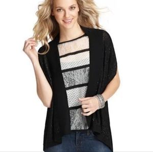 EUC LOFT Black Dotted Sequin Dolman Sleeve Open Cardigan Sweater (SP) Msrp $69